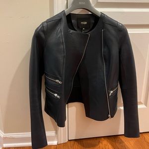 Maje Navy Leather Jacket